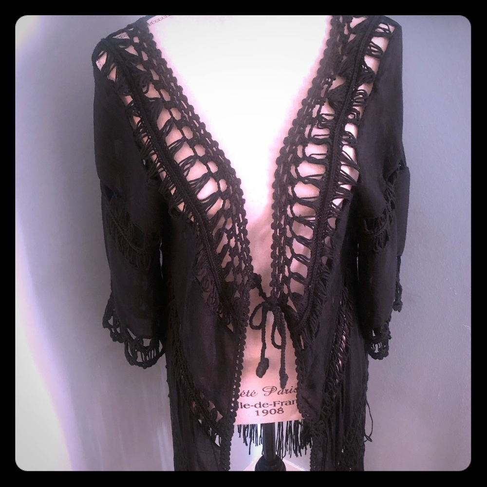 Black Bohemian Style tunic overlay